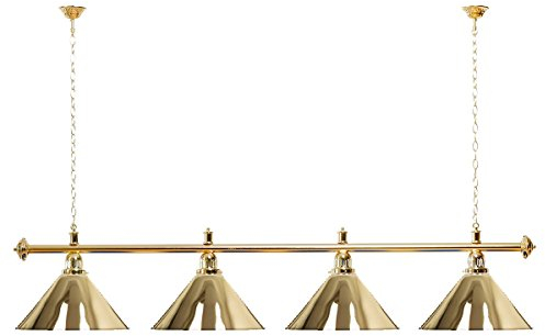Billiard-Royal Billardlampe mit 4 Schirmen Gold goldfarbene Halterung als Hängelampe für Billardtische