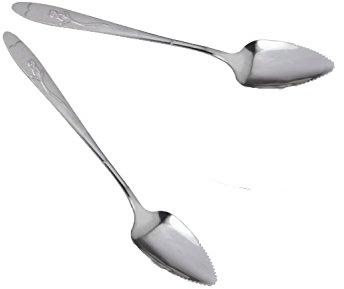 2 cucharas de acero inoxidable con borde dentado para pomelo