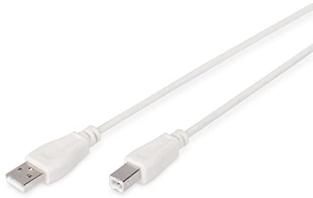 DIGITUS Cavo USB 2.0-1,8 m - USB-A a tipo B - 480 Mbps - Cavo di collegamento per computer, notebook, hub, stampanti - Beige