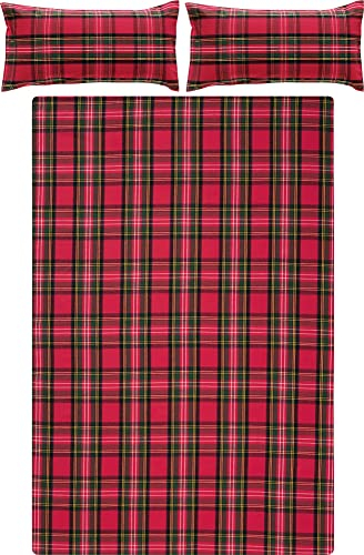Erwin Müller warme Bettwäsche Flanell buntgewebt rot Größe 40x80 cm / 200x200 cm - hautsympathisch, atmungsaktiv, samtweich, 100% Baumwolle, mit Knopfverschluss