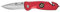 Pradel Excellence - Couteau d'Intervention Manche Rouge - Acier Inoxydable et Aluminium - Lame Tranchante Lisse et Dentée - Brise Vitre, Coupe Ceinture - Clip Ceinture - 11x4x3 cm