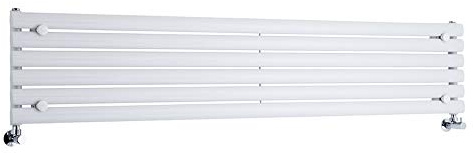 MILANO White Horizontal Single Oval Panel Radiator 354 x 1790mm