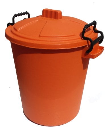 KetoPlastics 50L PLASTIC HANDLE ORANGE Garden Storage Dustbin Bin 50 Litre Refuse HEAVY DUTY