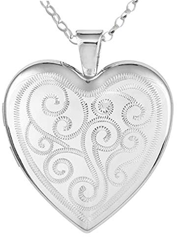 Alexander Castle Herz 925 Sterling Silber Kette mit Foto Medaillon für Damen Mädchen Kinder - 4 Fotos - 23mm x 23mm - 18 Sterlingsilber Foto Kette & Schmuck Geschenk-Box