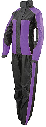 Milwaukee Leather Women's Water-Resistant Motorcycle Rain Suit with Hi Vis Reflective Tape SH2222 (Purple, Large)