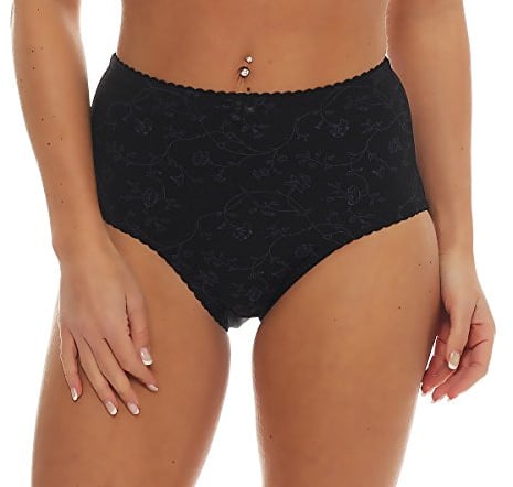 Cocain underwear 2 Stück Microfaser Taillen-Slips schwarz Uni mit Streublümchen und Schleife, Grösse 48/50