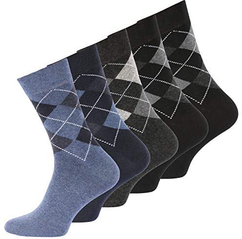 10 Paar Herren Baumwoll Socken Karo Classics, ohne Gummibund, Gr. 43-46