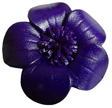 Ariyas Thaishop Broche en cuir véritable - Violet - 3,7 cm