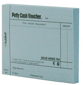 Exacompta - Ref 103-BLUZ - Guildhall - Petty Cash Vouchers, 101 x 127mm, 70gsm Paper, 100 Sheets per Pad, Pre-Printed Headings for Accurate Recording - Blue, Pack of 5