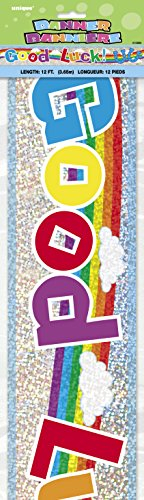Banner mit Aufschrift Good Luck!, 3,66 m, buntes Regenbogen-Design, Folie, prismatisch, 1 Stück