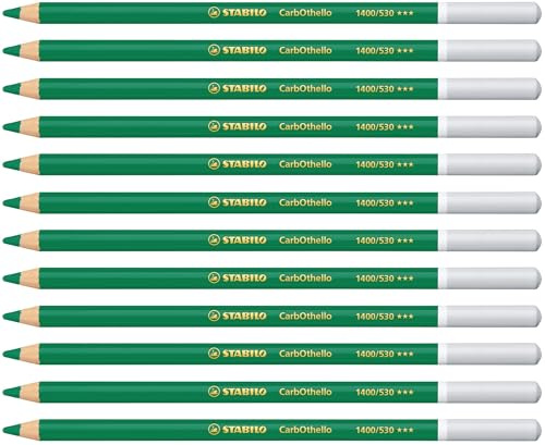 STABILO CarbOthello - Chalk-Pastel Pencil | Pack of 12 - Green
