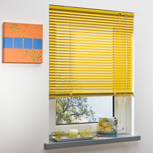 Liedeco Jalousie aus Aluminium Sonnen-Gelb, Jalousie für Fenster und Tür B 200 cm x L 160 cm
