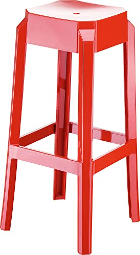 CLP Barhocker Fox I Stapelbarer Barstuhl aus hochwertigem Kunststoff I Wetterbeständiger Tresenhocker I Sitzhöhe 75 cm, Farbe:rot