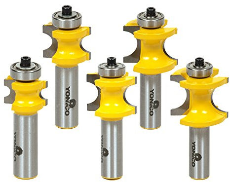 Yonico 13515 5 Bit Bullnose Router Bit Set 1/2-Inch Shank