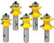 Yonico 13515 5 Bit Bullnose Router Bit Set 1/2-Inch Shank