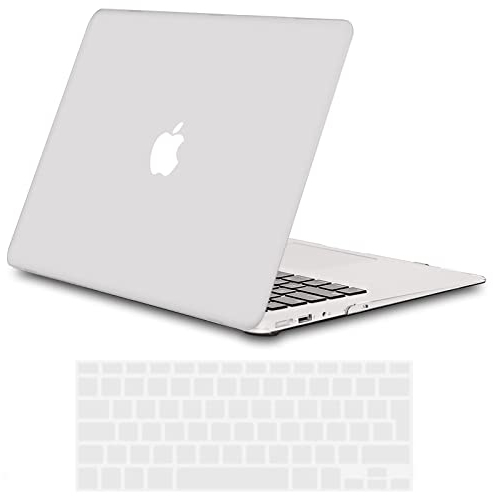 TECOOL Hülle Kompatibel mit Alten MacBook Air 13 Zoll 2010-2017 (A1466 A1369), Ultradünne Schutzhülle Hartschale Case mit Tastaturschutz (EU Layout), Frostweiß