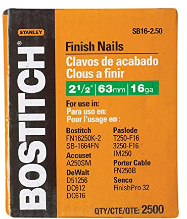 BOSTITCH Stanley Sb16-2.50 Finish Nail 2-1/2