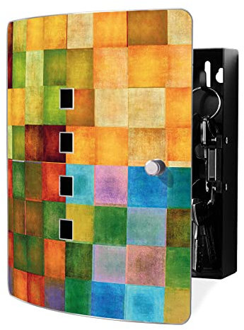 banjado Design Schlüsselkasten aus Edelstahl für 10 Schlüssel/Schlüsselschrank zur Schlüssel Aufbewahrung 24 x 21,5 x 7cm groß mit praktischem Magnetverschluss/Motiv Farbkasten 2