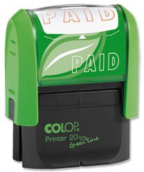 COLOP Green Line Word Stamp PAID Red GLP20PAID