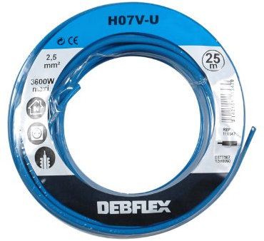 Bobinot de câble | Bobine de fils électrique | Câble électrique | Couronne de câble | Debflex 111347 Bobinot Câble rigide 25 mètres | HO7VU 2,5mm ² | Bleu