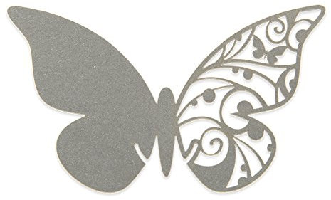Elfenstall Namenskärtchen / Platzkarte / Namensschild / Sitzkarte / Namenskarte / Tischkarte / Tischkärtchen für Hochzeiten Feste oder Partys Design Schmetterlinge 10 Stück für das Trink- oder Sektglas in der Farbe silber (Schmetterling silbergrau)