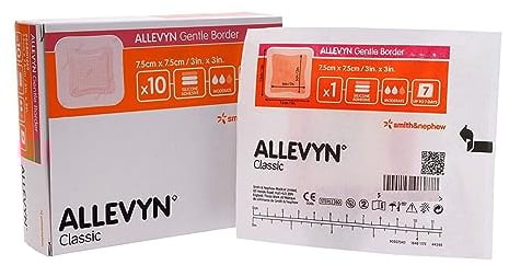 Allevyn Gentle Foam Border Dressing Pads (10 pieces) 7.5x7.5cm/3in.x3in