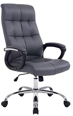 CLP Poltrona Ufficio Poseidon XXL I Sedia Studio Presidenziale Imbottita in Similpelle, Colore:Grigio