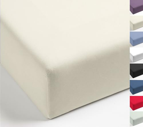 MISTRAL HOME Spannbettlaken Perkal Uni Bettlaken Laken Ägyptische Baumwolle 90x190-100x200 / 140-160x200 / 180-200x200 cm, Farbe:Pristine, Größe:140x200cm