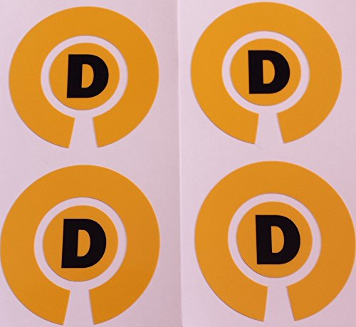 Crown Green Lawn Indoor Bowls Adhesive Lettered Coloured Marker Labels Set of 4 (Yellow, D)