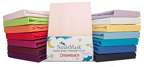 2er Sparpack Kinder Spannbettlaken Jersey 100% Baumwolle für Kinderbettmatratzen ÖKO Tex Geprüft- Gr. 70 x 140 cm, Rosa
