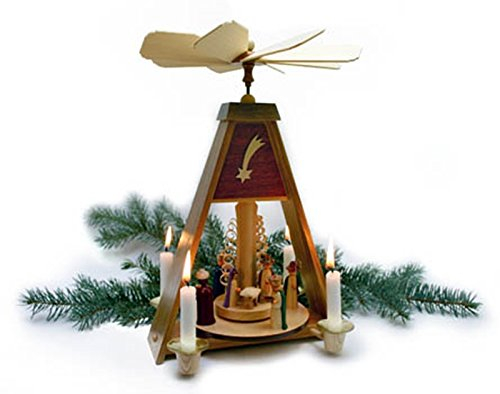 Rudolphs Schatzkiste Pyramide Christi Geburt farbig HxBxT 31x21x21,5cm NEU Weihnachtspyramide Tischpyramide Tischdekoration Kerze Dekoration Weihnachten Wärmespiel Lichter Figur Holz Seiffen