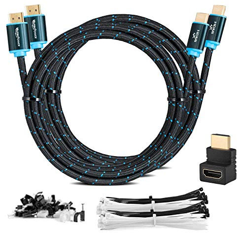 MutecPower 2 PIEZAS 3m Cable HDMI 2.0 - Cable de alta velocidad con Ethernet soportes Ultra HD 3D 4Kx2K/60HZ y 2160p/Full HD 1080p - 30 AWG - ARC/CEC - Cable triple blindado - 3 metros Negro