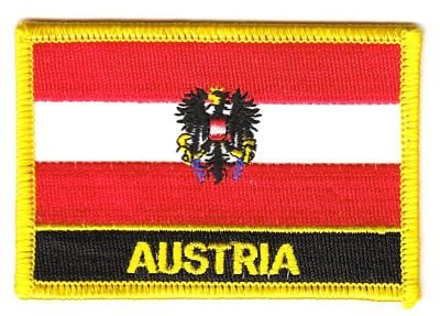 FahnenMax Flaggen Aufnäher Patch Österreich mit Wappen Schrift