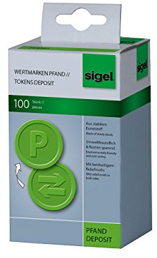 SIGEL Wertmarken Pfand grün 100 Stück 25 mm Kunststoff | WM009, Pfandmarken aus stabilen Kunststoffchips, wiederverwendbar für Catering, Feste und Events