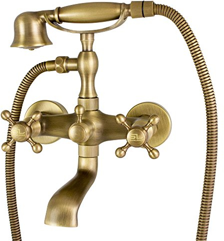 Badewanne Armatur Nostalgie Retro Vintage Kreuzgriff Landhaus Antik Messing Sanlingo Jona