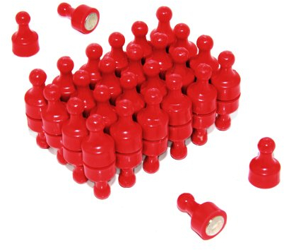 Red Skittle Magnet for Fridge, Office, Whiteboard, Noticeboard, Filing Cabinet - 12mm dia x 21mm tall - Pack of 48