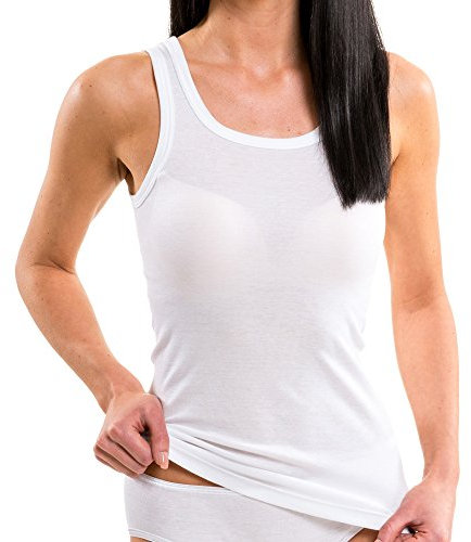HERMKO 17325 Damen Longshirt in diversen Mode-Farben - Unterhemd softweich Dank Modal, Farbe:weiß, Größe:32/34 (XS)