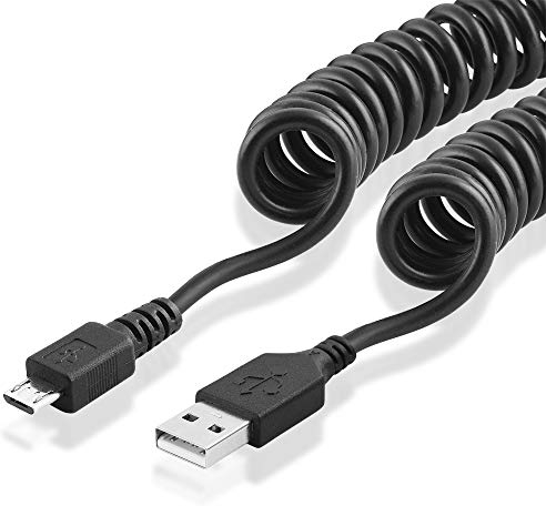 BestPlug 1 Meter 2.0 USB Kabel mit Spirale, USB A-Stecker auf Micro USB B-Stecker, High Speed, Schwarz