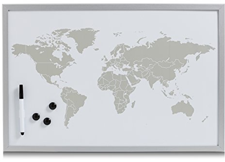 ZELLER PRESENT SCHÖNER LEBEN. PRAKTISCH WOHNEN. 11573 Magnet-/Schreibtafel World, magnetisches Feinblech, grau, 60 x 40 x 2 cm