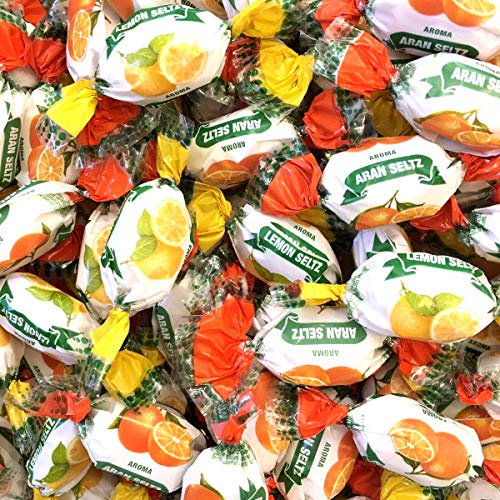 Caramelle Effervescenti con Selz e Succo di Frutta ai gusti Limone e Arancia - Confezione da kg 1 Circa 172 Caramelle