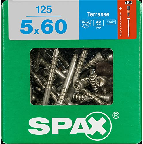 spax 4507000500606 60 mm badge – vis (vis, Acier inoxydable, Bois, tête cylindrique, TORX, Argent)