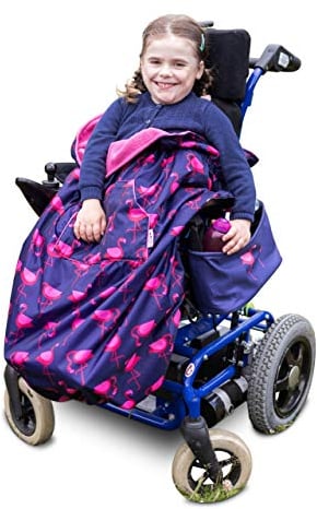 Kinder Fußsack für Rollstühle & Reha-Buggys - einteilig - Dunkelblau mit Flamingos