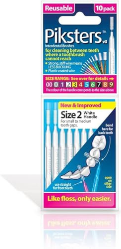 Piksters Interdentalbürsten Größe 2, weiß, 0,55 mm, 10er Pack