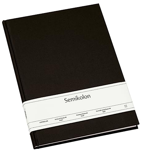 Semikolon 350924 - Notizbuch Classic A4 liniert - 176 Seiten, cremeweißes Papier - Lesezeichen - black schwarz