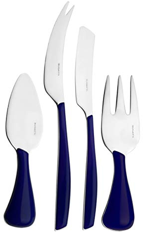 BUGATTI Glamour - BU Set Coltelli da Formaggio, Acciaio Inossidabile, Blu Notte, 16x26x3 cm