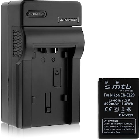 Batterie + Chargeur (Auto/Secteur) pour Nikon EN-EL20 / 1 AW1, 1J1, 1J2, 1J3, 1S1, Coolpix A