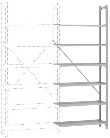 MANUFLEX Archivregal Budget, Anbauregal mit 6 Stahlblechböden, HxBxT = 2250x930x300 mm