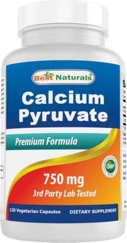 Best Naturals Calcium Pyruvate Fat-Burning Formula for Thighs, 750 mg 120 Capsules - Calcium pyruvate for Weight Loss