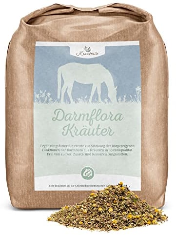Krauterie Darmflora Kräuter für Pferde in Spitzenqualität (500 g) - Artgerechtes Ergänzungsfutter aus Pferdekräutern, frei von künstlichen Zusätzen, melassefrei, getreidefrei, zuckerfrei