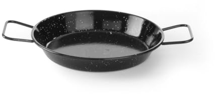 HENDI Paellapfanne emailliert, mit 2 Griffen, geeignet für Gasherd, Elektroherd, Ceranherd, Geschirrspüler, ø240x(H)40mm, Flachstahl